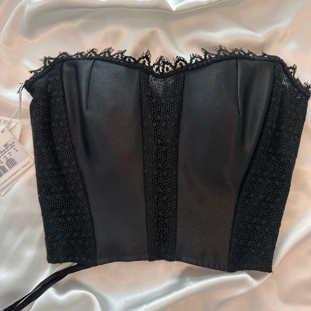New La Perla Silk Black Lace Bustier Top - Picture 9 of 15